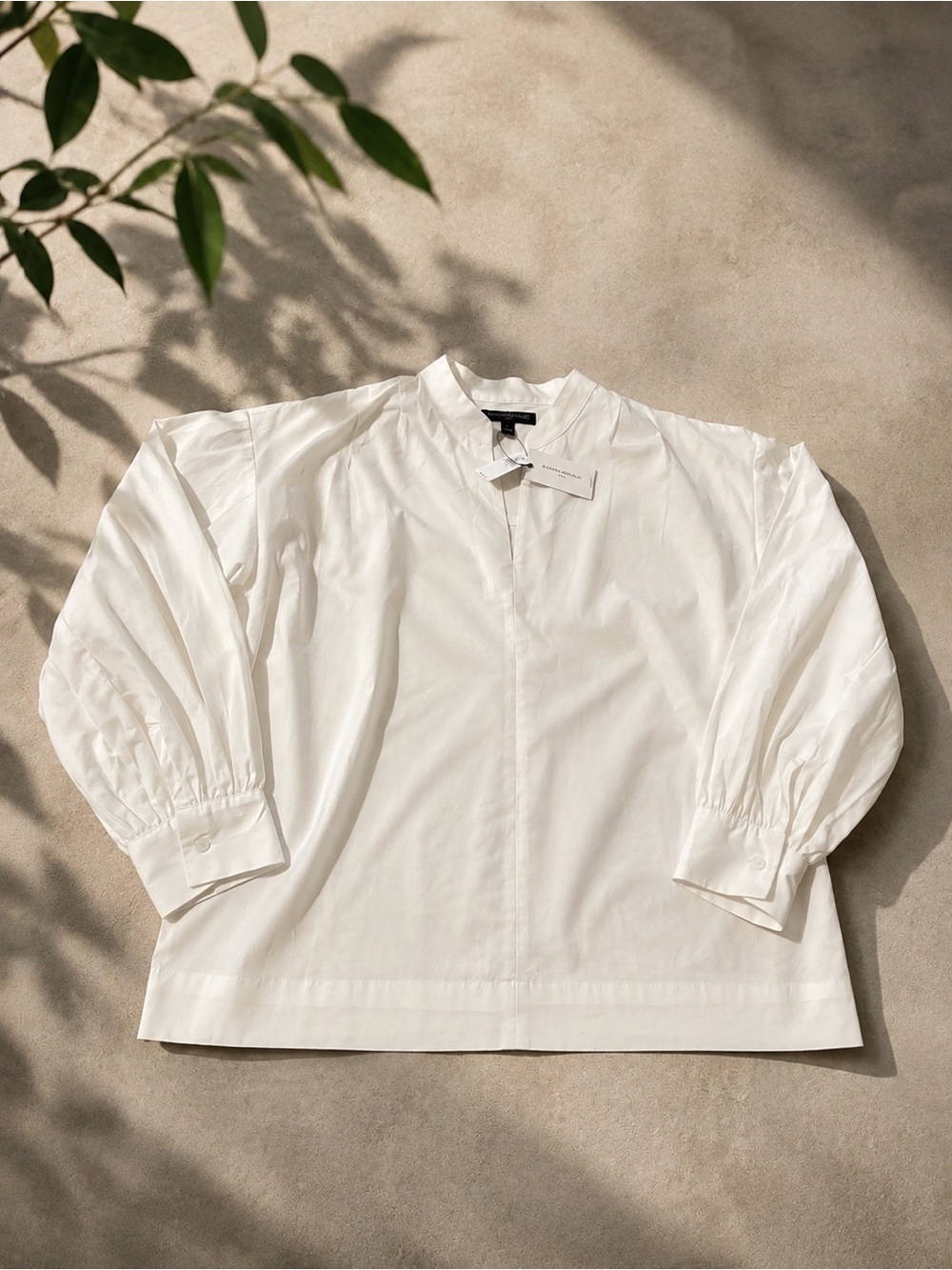 Banana Republic White 100% Cotton Puff Sleeve Blouse NWT Size L